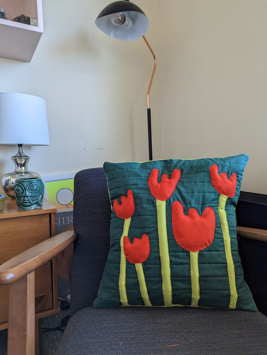 'Bloom' Quilted Pillow 18inx18in